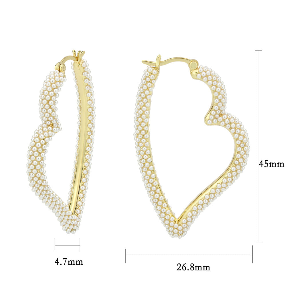 Flash Gold Brass Earring with Synthetic in White