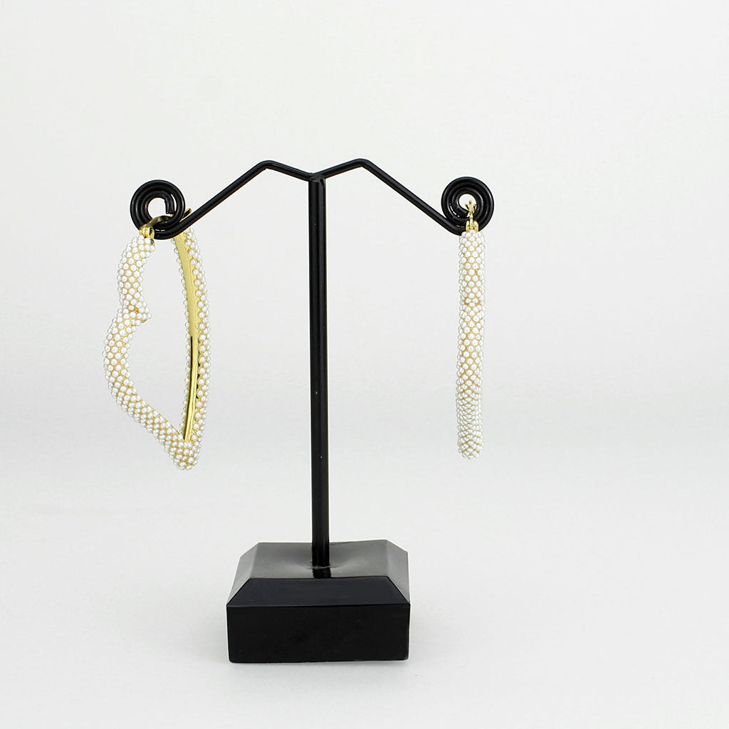 Flash Gold Brass Earring with Synthetic in White