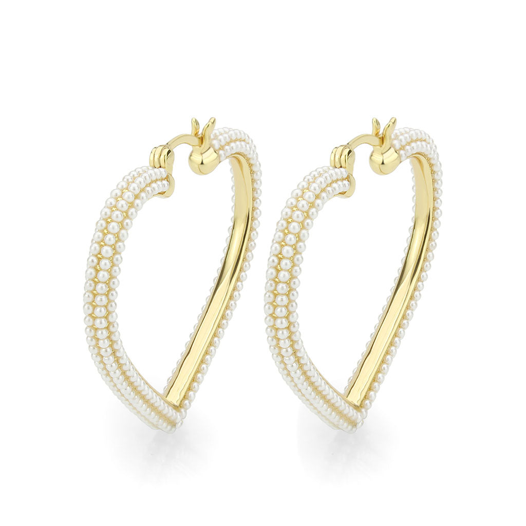 Flash Gold Brass Earring with Synthetic in White