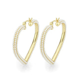 Flash Gold Brass Earring with Synthetic in White
