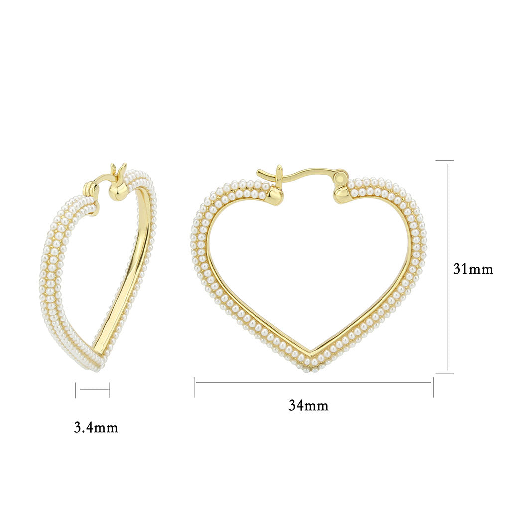 Flash Gold Brass Earring with Synthetic in White