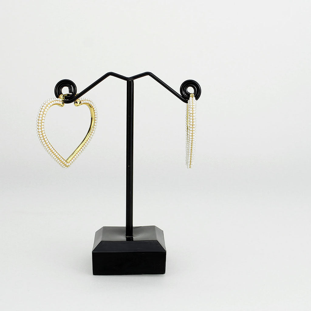 Flash Gold Brass Earring with Synthetic in White