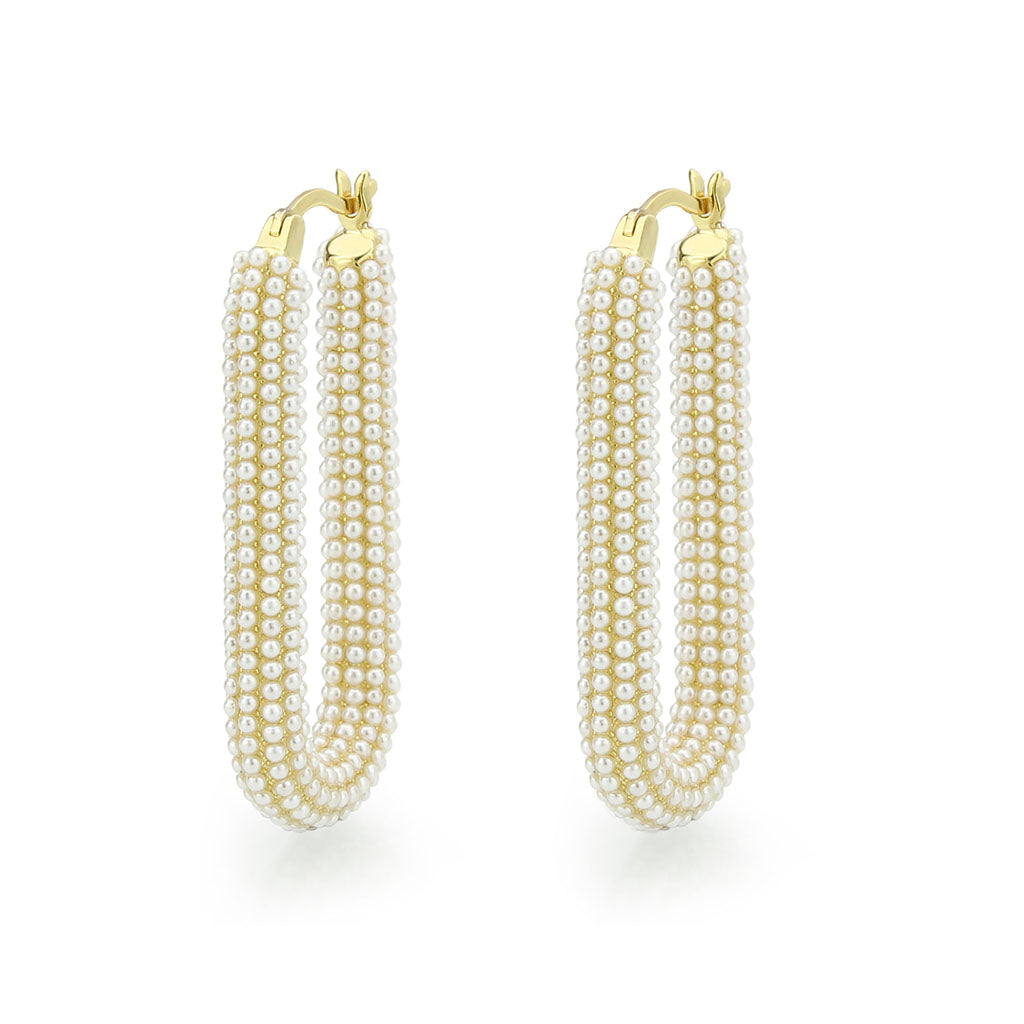 Flash Gold Brass Earring with Synthetic in White