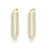 Flash Gold Brass Earring with Synthetic in White