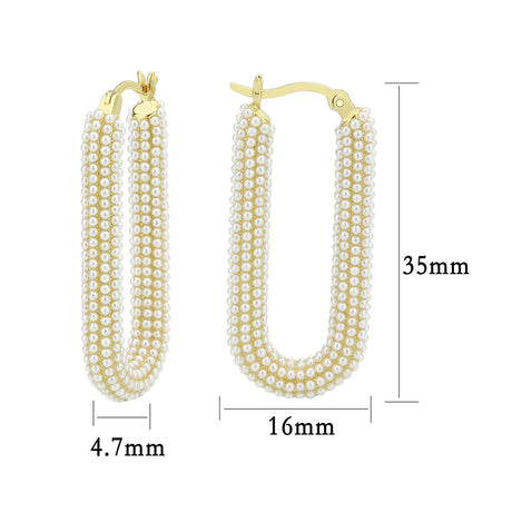 Flash Gold Brass Earring with Synthetic in White