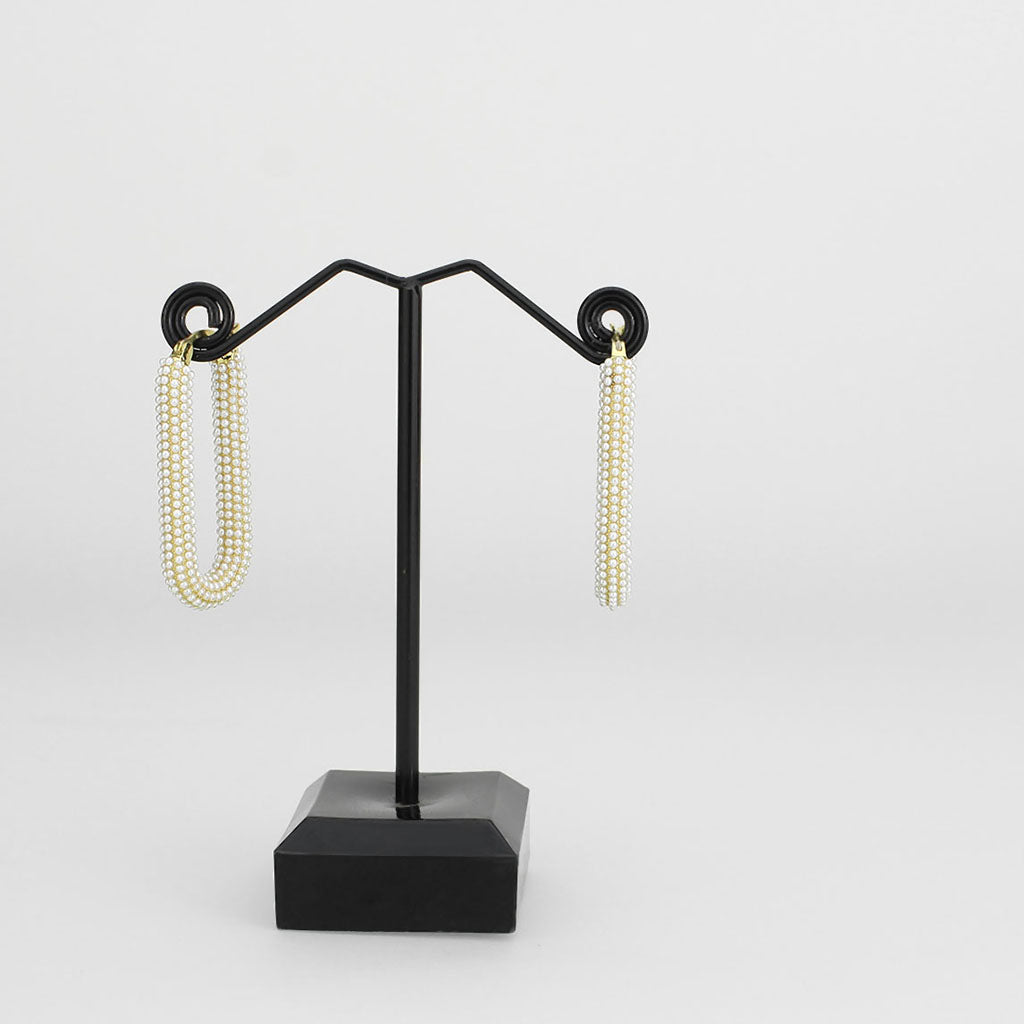 Flash Gold Brass Earring with Synthetic in White