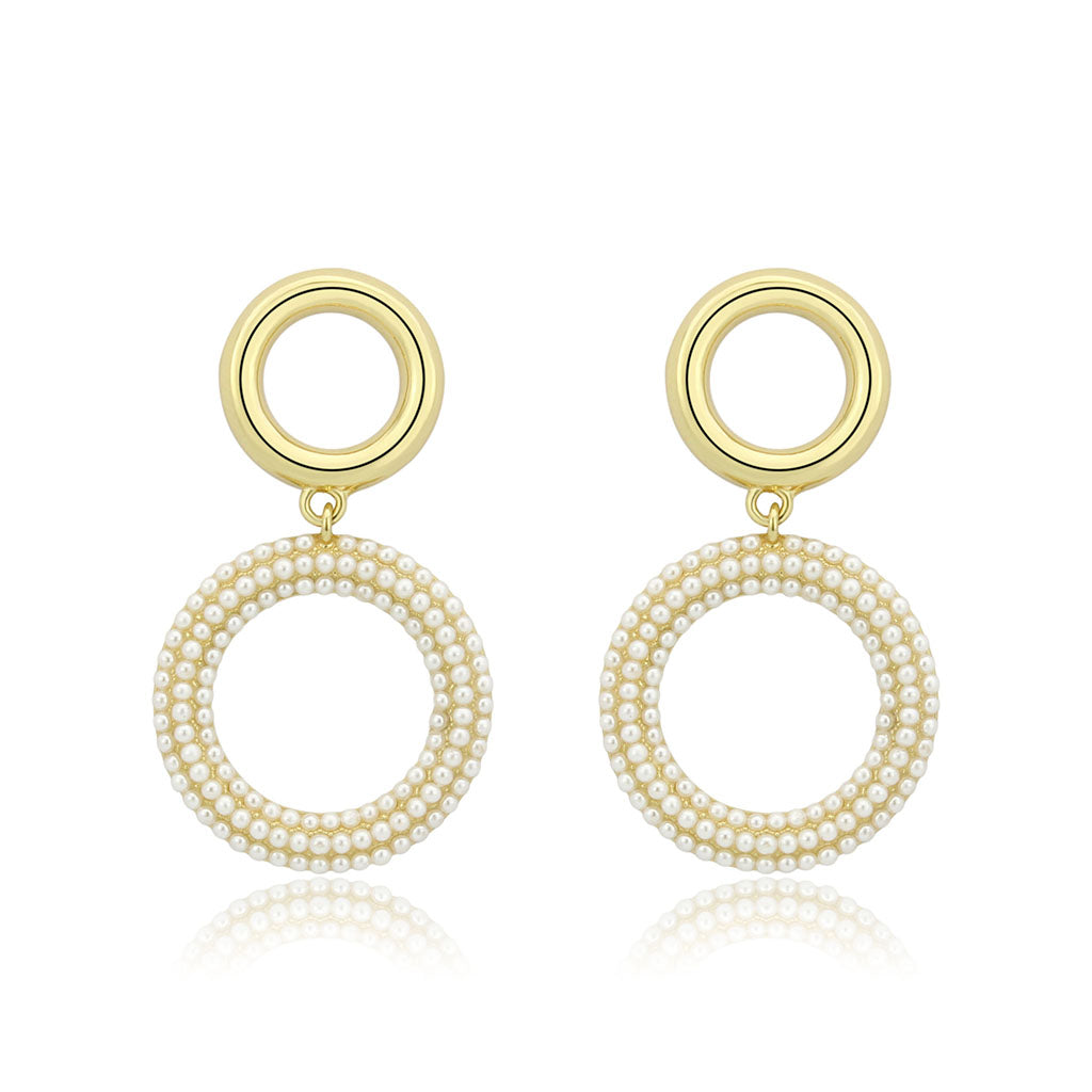 Flash Gold Brass Earring with Synthetic in White