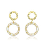 Flash Gold Brass Earring with Synthetic in White