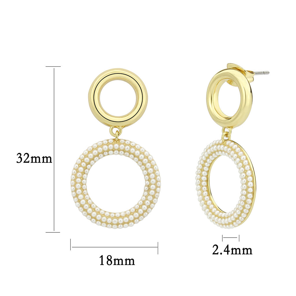 Flash Gold Brass Earring with Synthetic in White