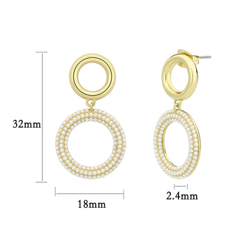 Flash Gold Brass Earring with Synthetic in White