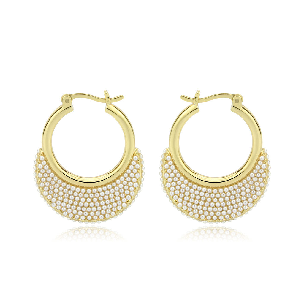 Flash Gold Brass Earring with Synthetic in White