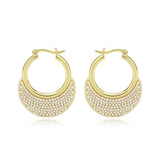 Flash Gold Brass Earring with Synthetic in White
