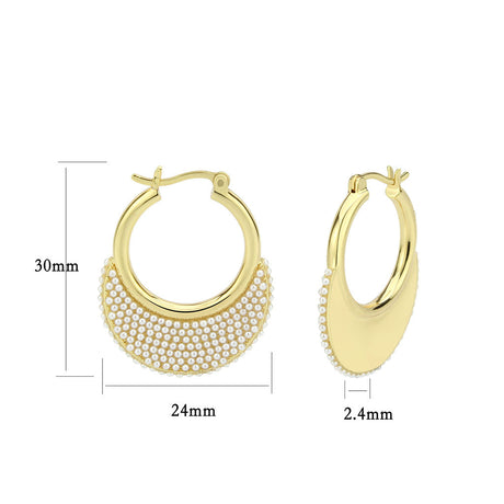 Flash Gold Brass Earring with Synthetic in White