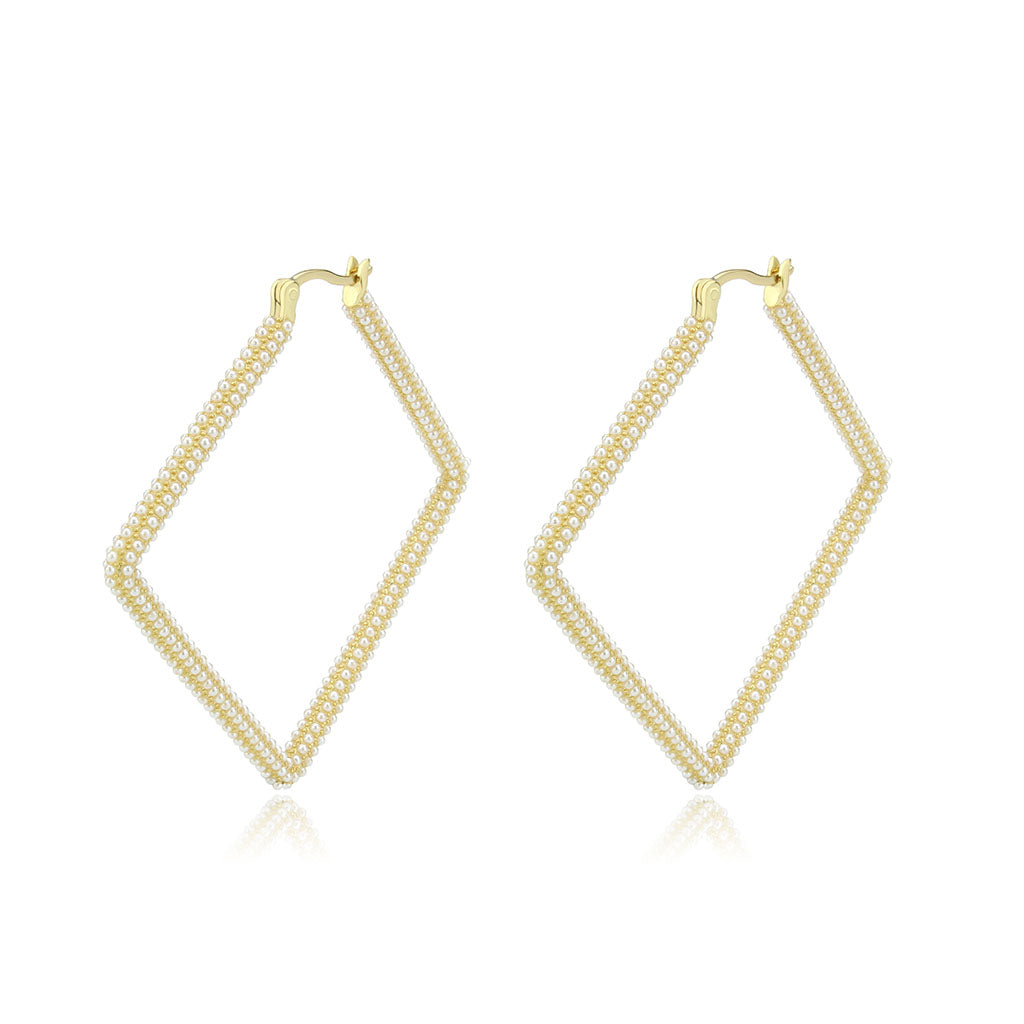 Flash Gold Brass Earring with Synthetic in White