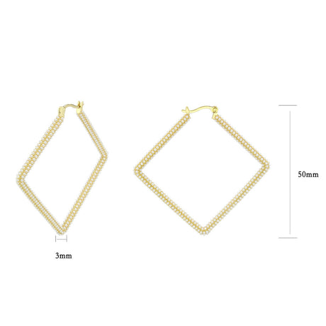 Flash Gold Brass Earring with Synthetic in White