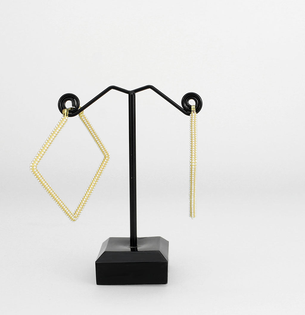 Flash Gold Brass Earring with Synthetic in White