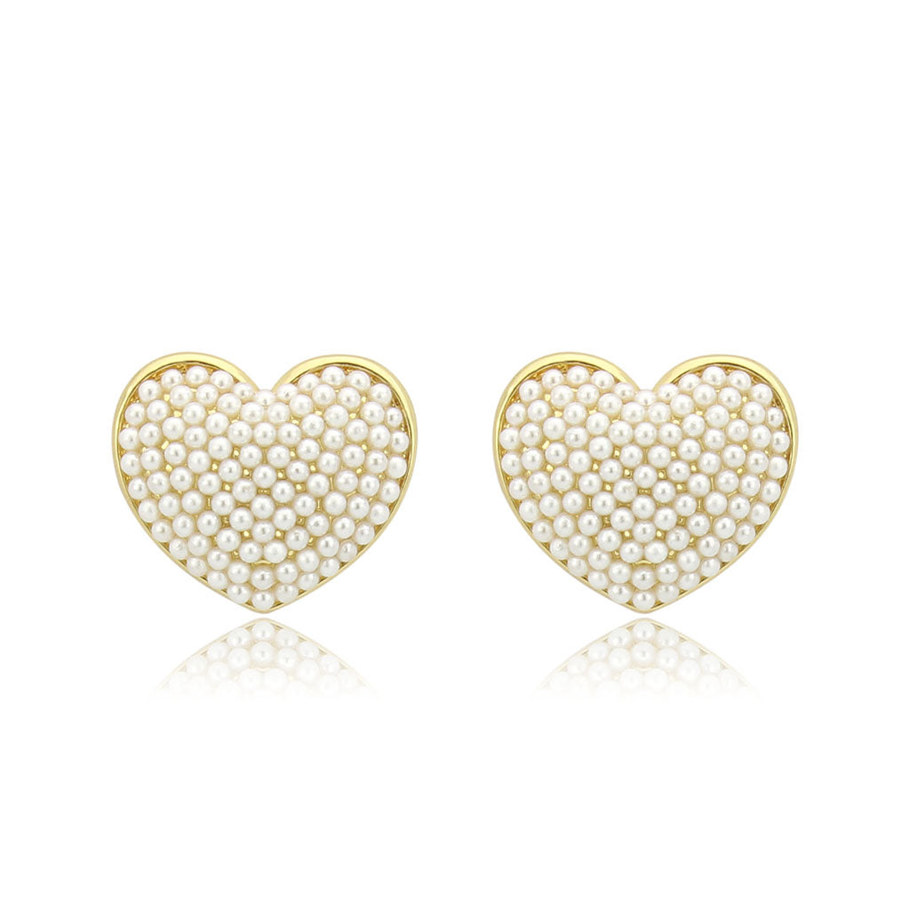 Flash Gold Brass Earring with Synthetic in White