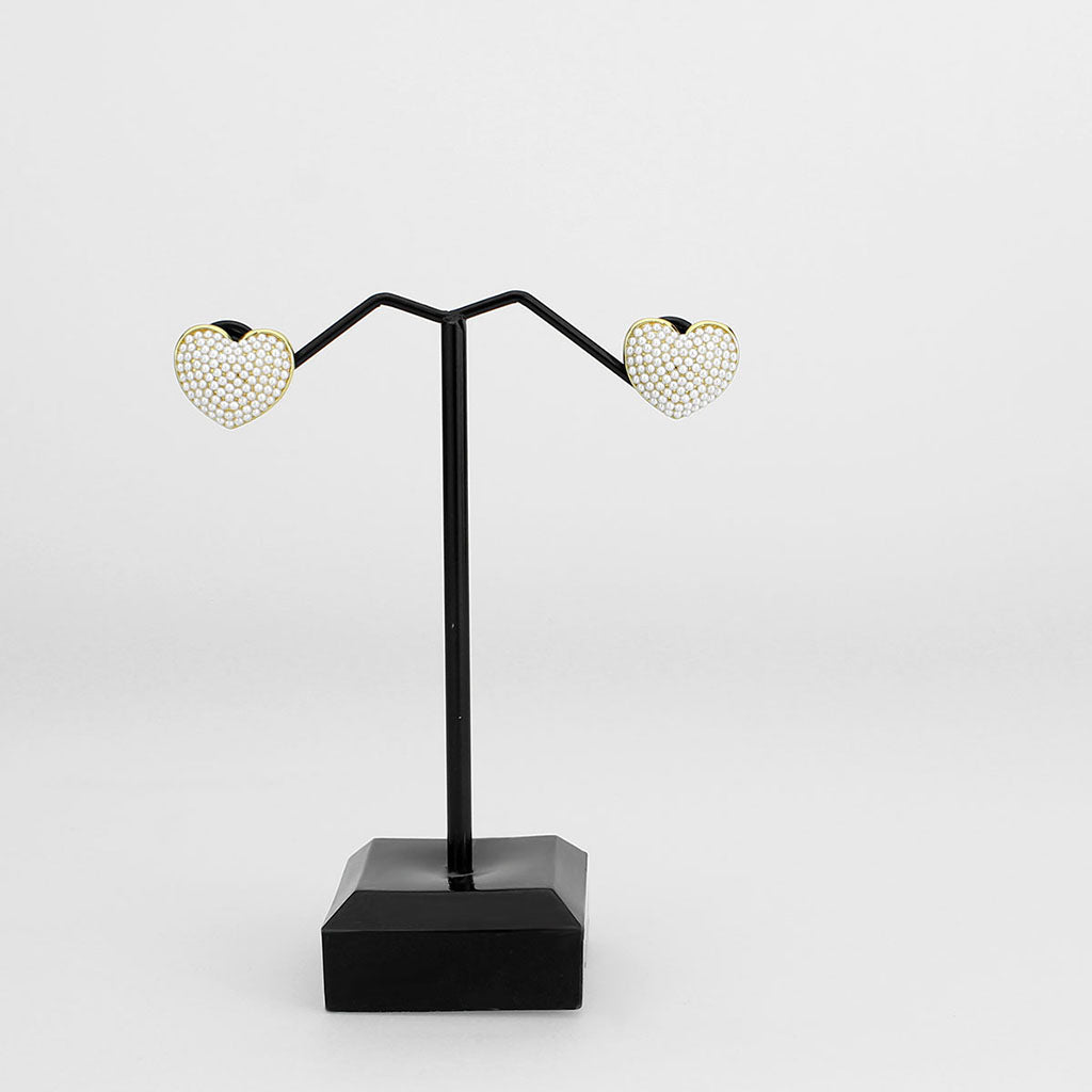 Flash Gold Brass Earring with Synthetic in White
