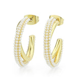 Flash Gold Brass Earring with Synthetic in White