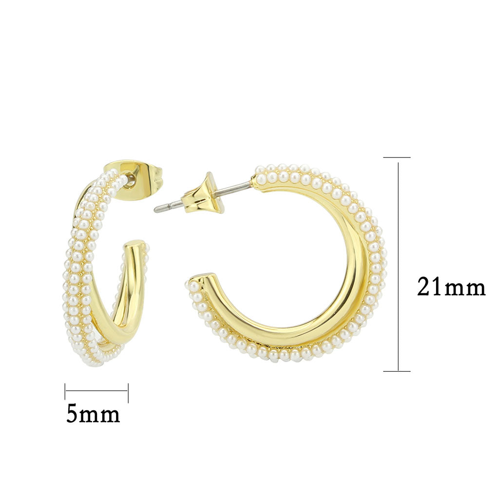 Flash Gold Brass Earring with Synthetic in White