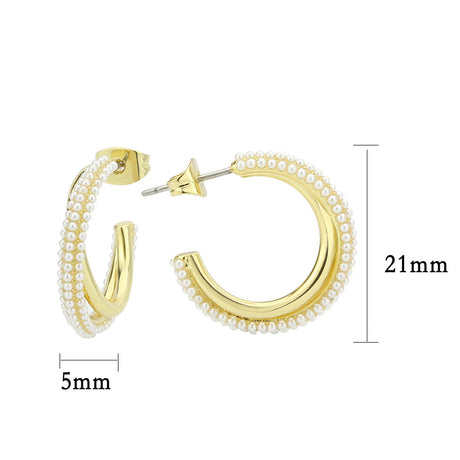 Flash Gold Brass Earring with Synthetic in White