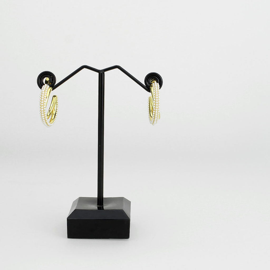 Flash Gold Brass Earring with Synthetic in White