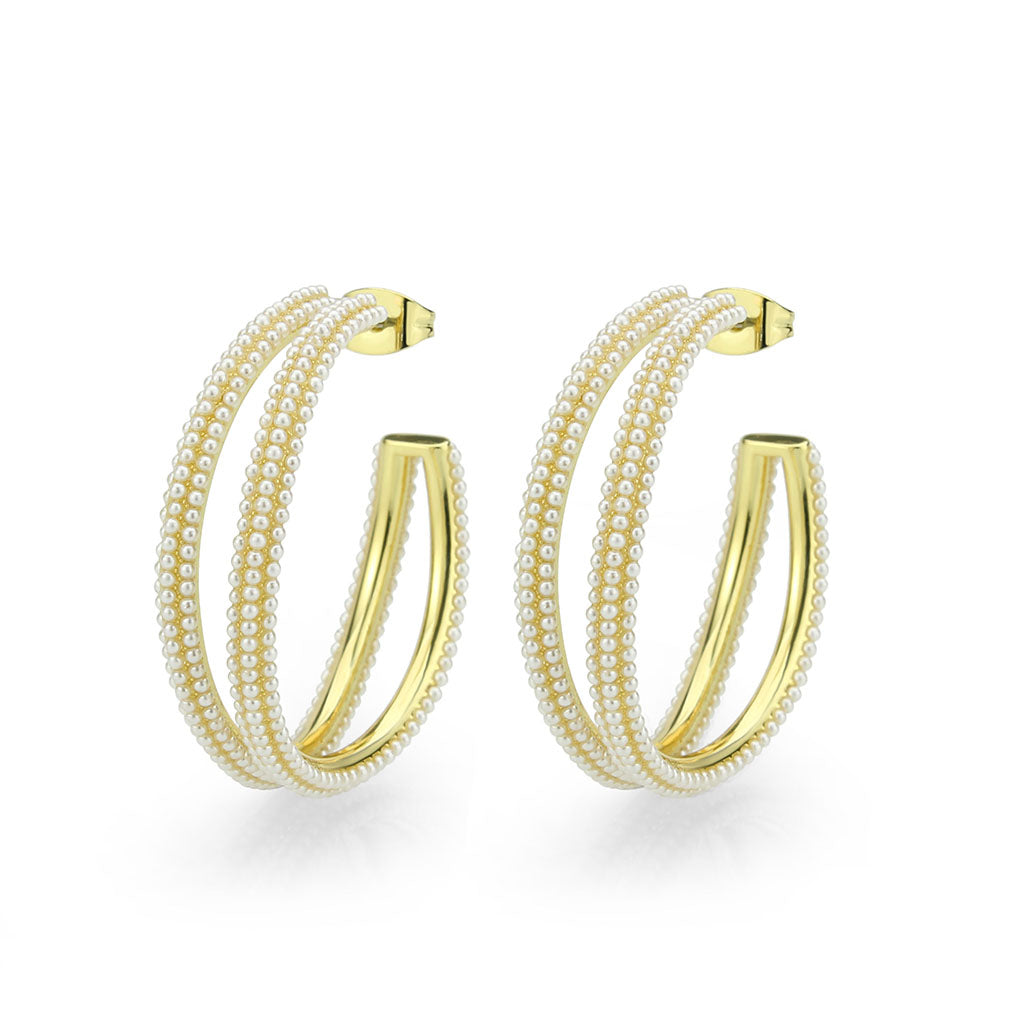 Flash Gold Brass Earring with Synthetic in White
