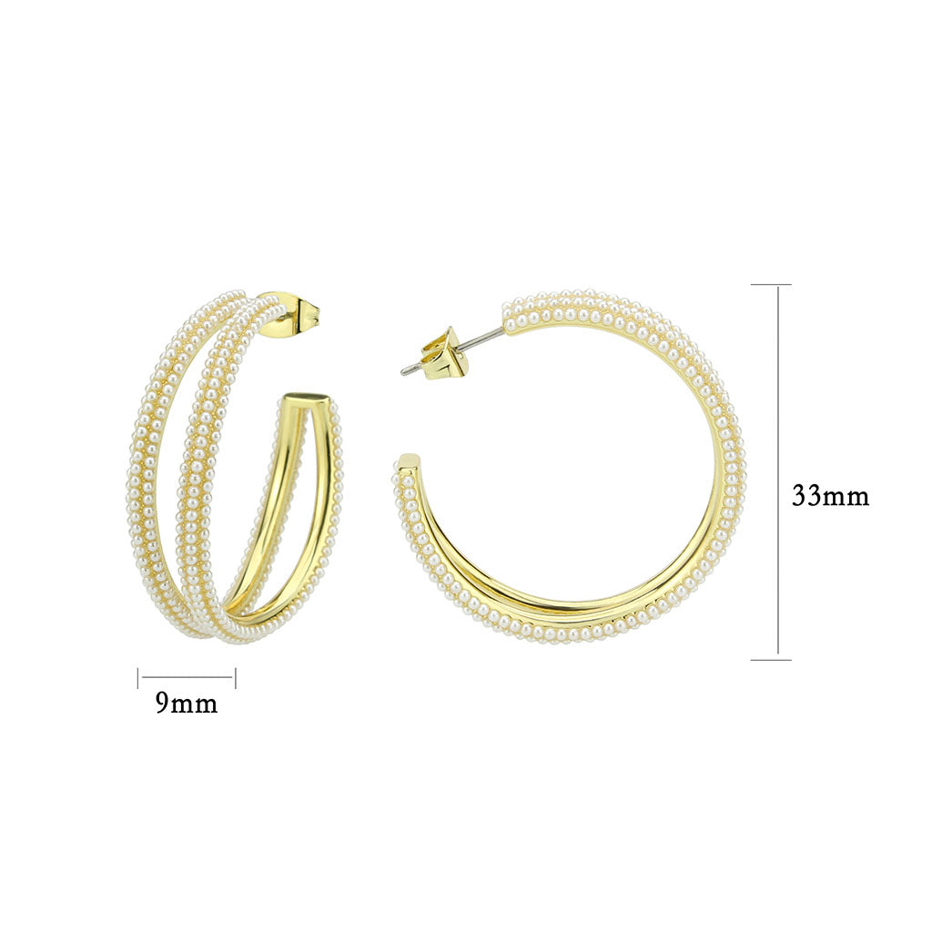 Flash Gold Brass Earring with Synthetic in White
