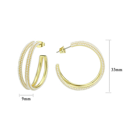 Flash Gold Brass Earring with Synthetic in White