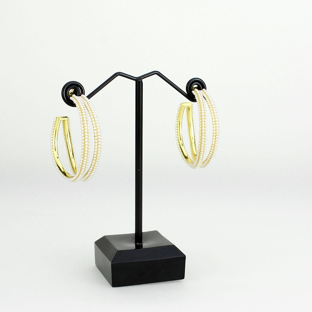 Flash Gold Brass Earring with Synthetic in White