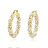 Flash Gold Brass Earring with Synthetic in White