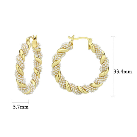 Flash Gold Brass Earring with Synthetic in White