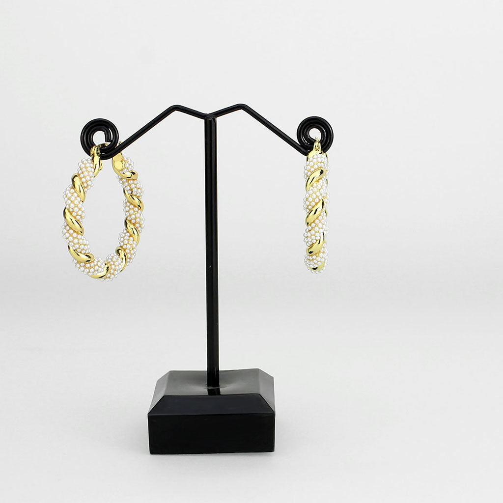 Flash Gold Brass Earring with Synthetic in White