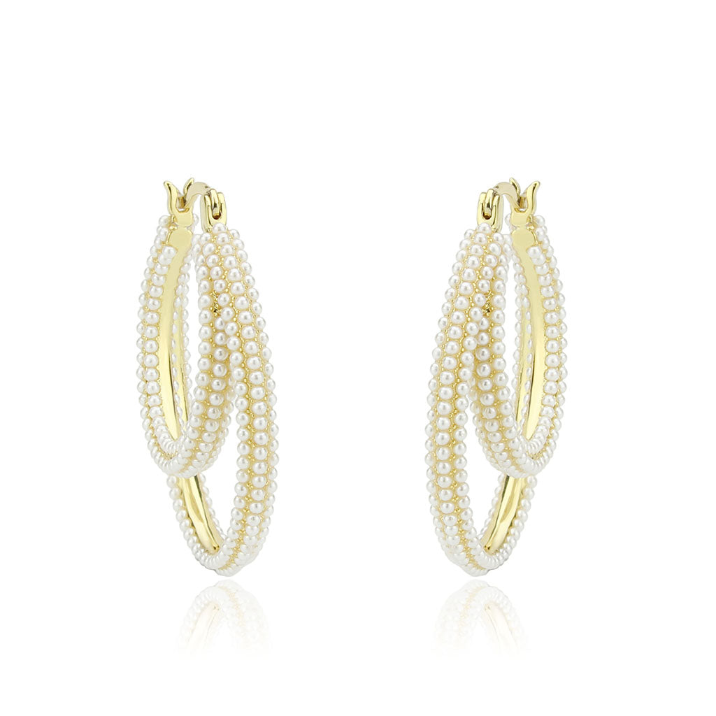 Flash Gold Brass Earring with Synthetic in White