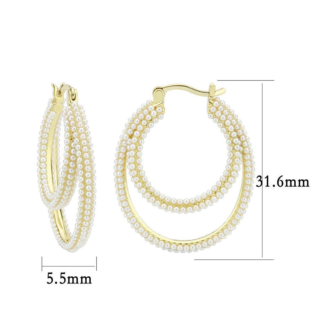 Flash Gold Brass Earring with Synthetic in White