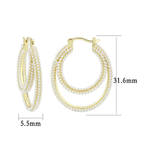 Flash Gold Brass Earring with Synthetic in White