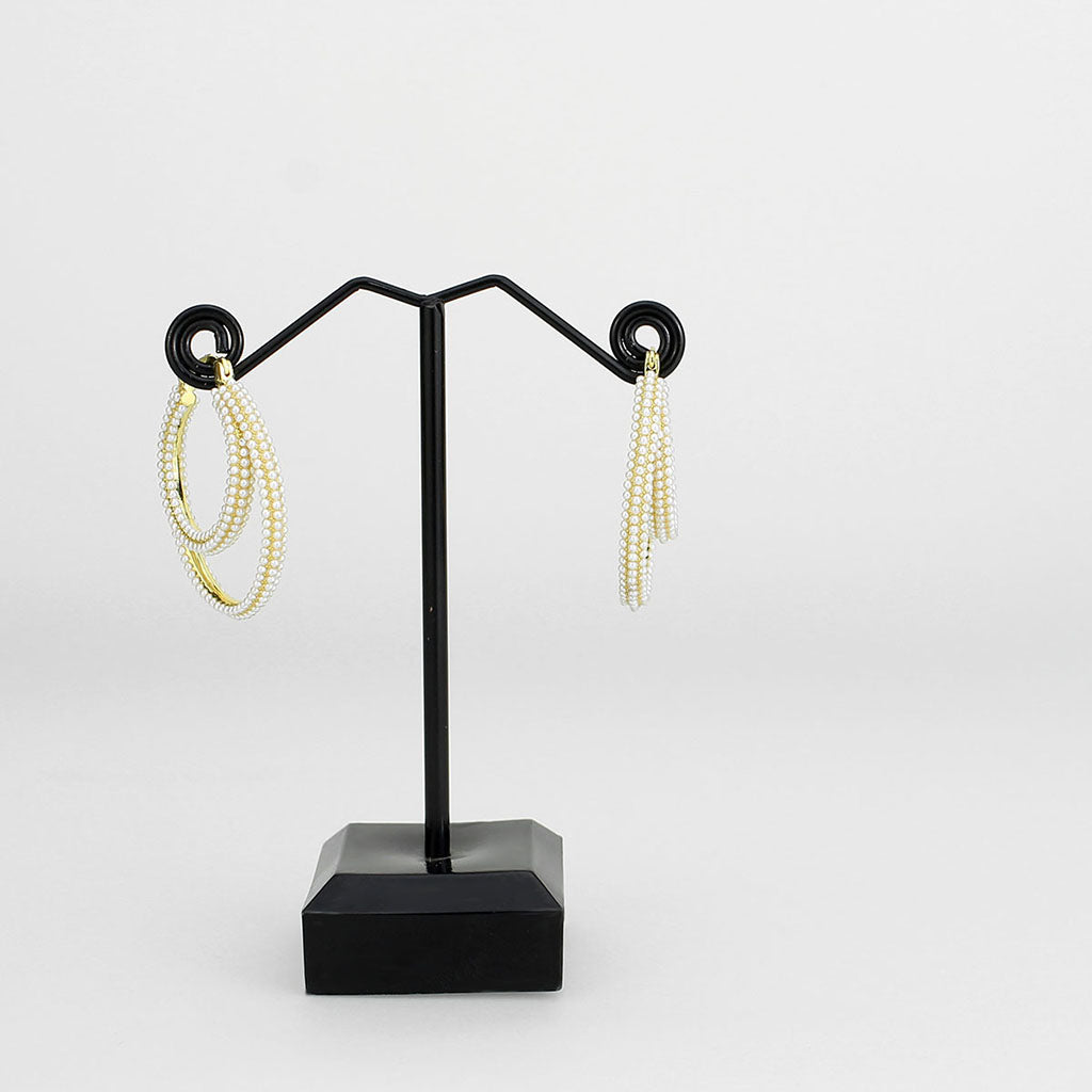 Flash Gold Brass Earring with Synthetic in White