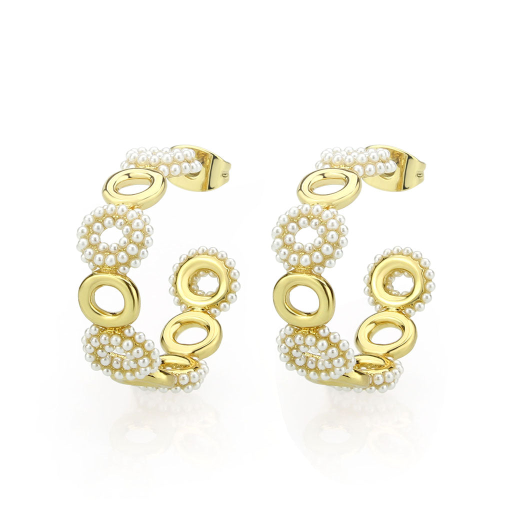 Flash Gold Brass Earring with Synthetic in White