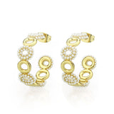 Flash Gold Brass Earring with Synthetic in White