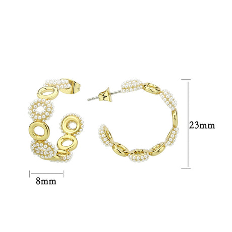 Flash Gold Brass Earring with Synthetic in White