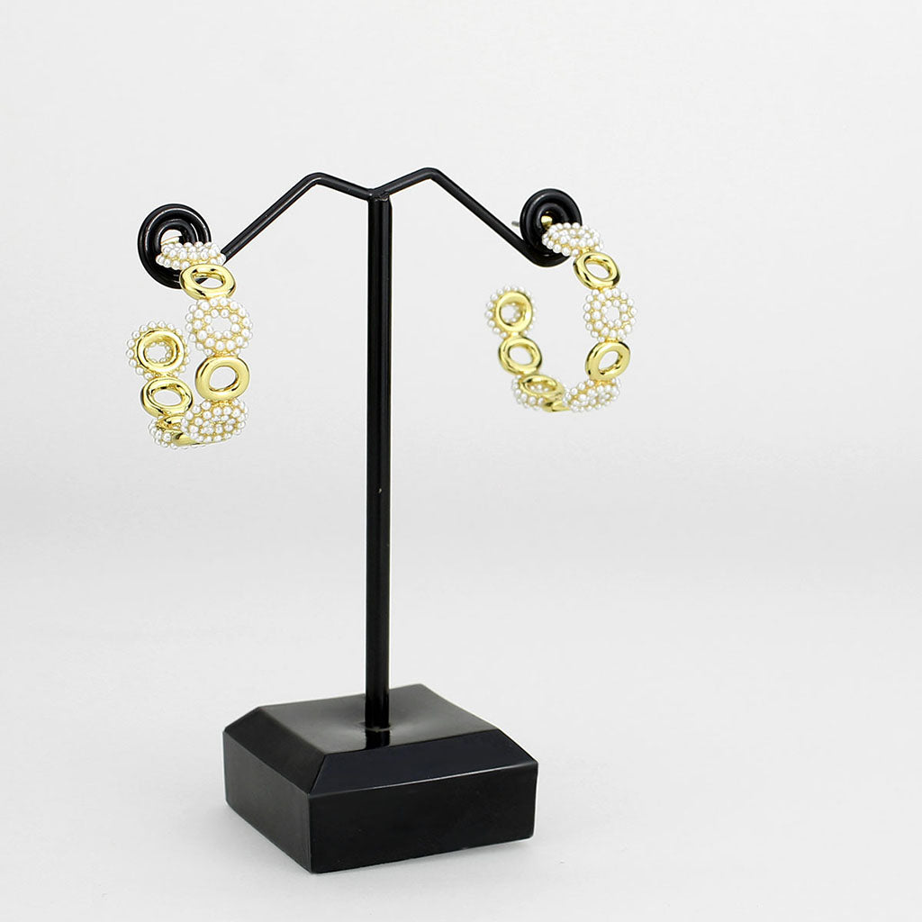 Flash Gold Brass Earring with Synthetic in White