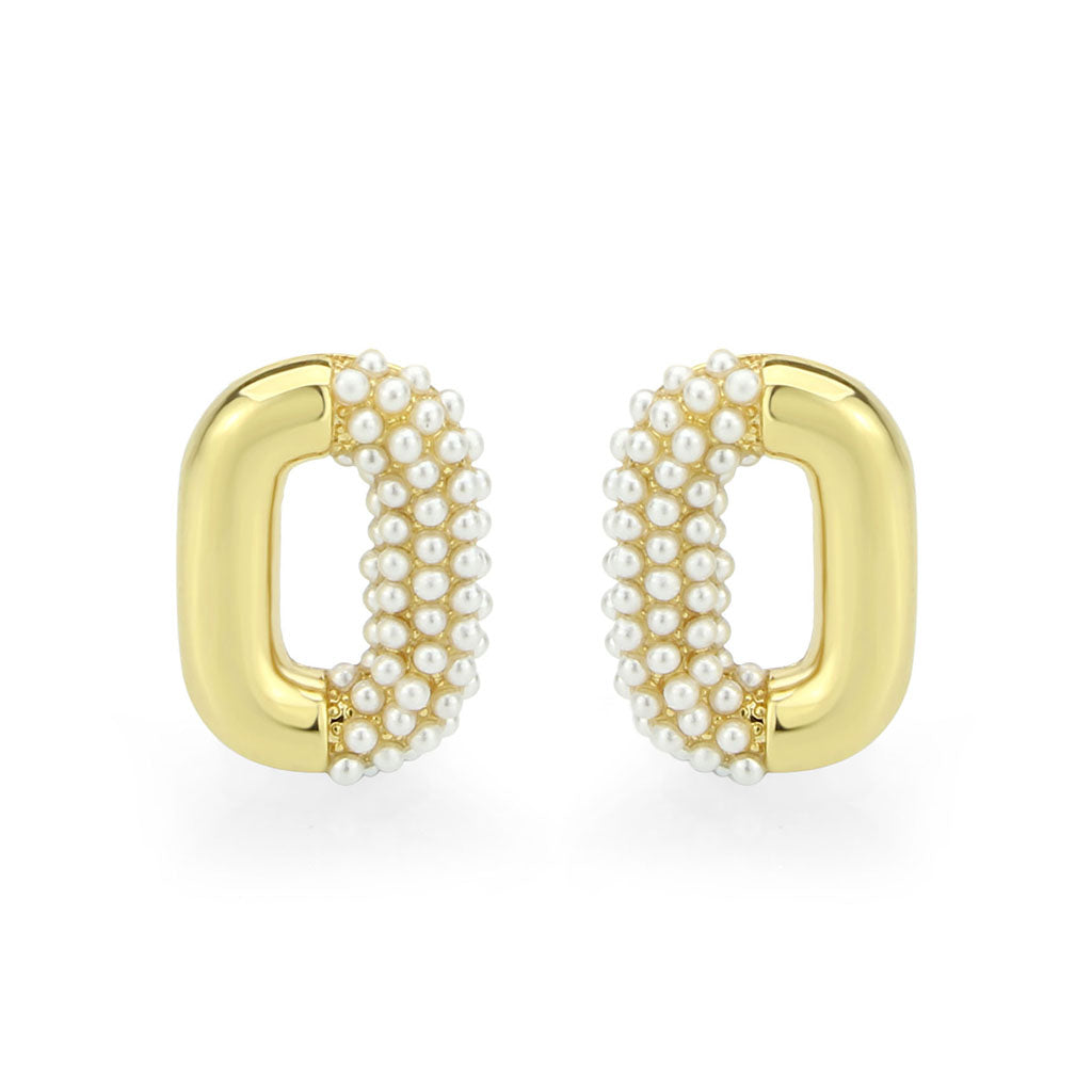 Flash Gold Brass Earring with Synthetic in White