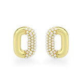 Flash Gold Brass Earring with Synthetic in White