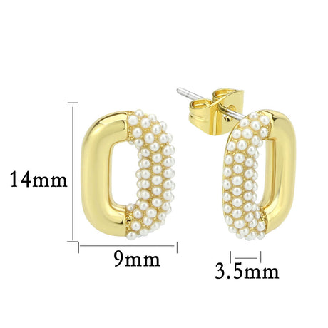 Flash Gold Brass Earring with Synthetic in White