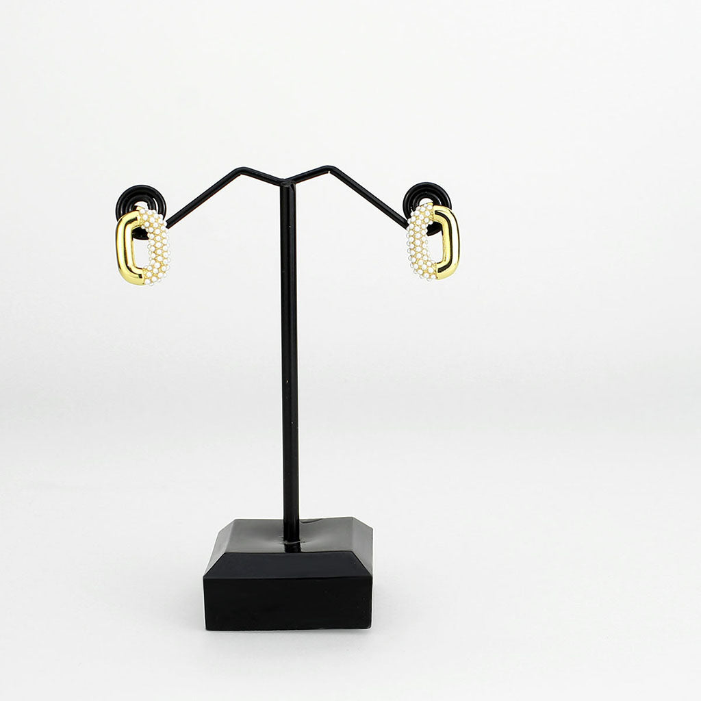 Flash Gold Brass Earring with Synthetic in White