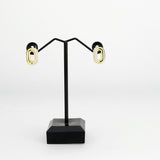 Flash Gold Brass Earring with Synthetic in White