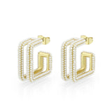 Flash Gold Brass Earring with Synthetic in White