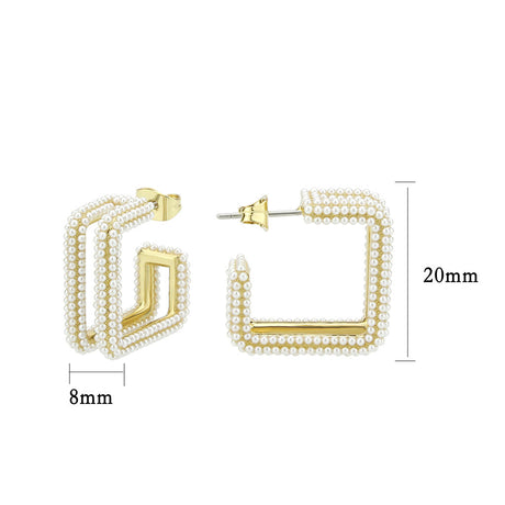Flash Gold Brass Earring with Synthetic in White
