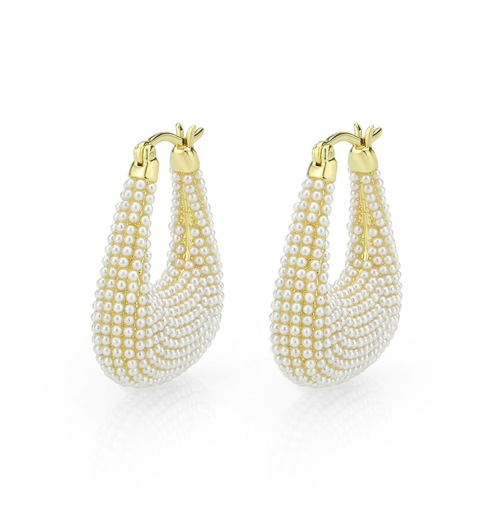 Flash Gold Brass Earring with Synthetic in White