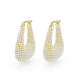 Flash Gold Brass Earring with Synthetic in White
